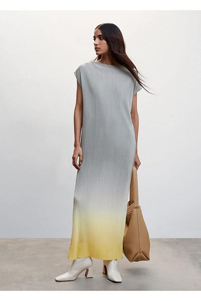 MANGO Woman Σατέν φόρεμα πλισέ
