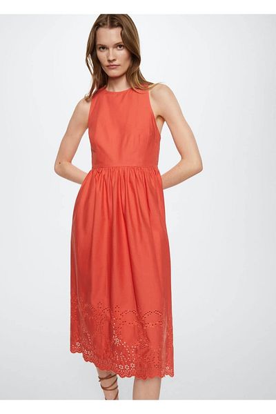 MANGO Woman Embroidered Cotton Dress