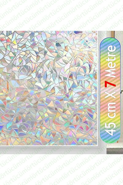 Örtücüm Renk Değiştiren Statik Yapışkansız Buzlu Cam Folyosu Desenli Film 45 Cm X 7 Metre Ev Ofis Duşakabin