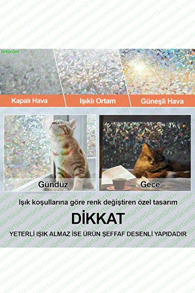 Örtücüm Renk Değiştiren Statik Yapışkansız Buzlu Cam Folyosu Desenli Film 45 Cm X 7 Metre Ev Ofis Duşakabin