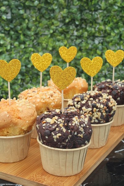 Yusuf Dirik YD Party Supplies Glitter Cupcake Toothpicks 20 Pieces Gold Heart