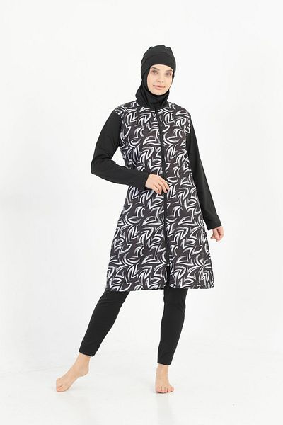 by İGP Γυναικείο μαγιό Hijab με μοτίβο - Γρήγορο στέγνωμα και μακρυμάνικο με φερμουάρ