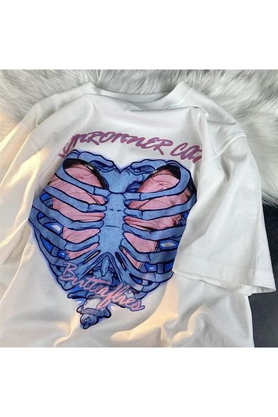 Touz Μπλουζάκι My Vision Ronronner Cat Rib White Unisex Oversize