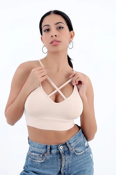 by İGP Γυναικείο μπροστινό σταυρό Bralet με επένδυση Sports Bustier Crop