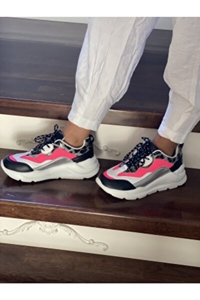 Jabi Kadın Zare Fosforlu Pembe Bağcıklı Rahat Spor Ayakkabı