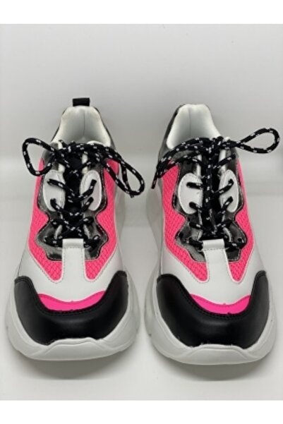 Jabi Kadın Zare Fosforlu Pembe Bağcıklı Rahat Spor Ayakkabı