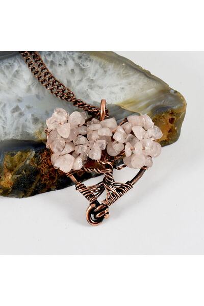 mba handmade jewelry Anneler Günü Hediyesi Pembe Kuvars Kristali El Yapımı Sa...