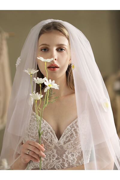 bba new trend Veil,bridal Hair Accessory,long Bridal Veil,white Double Layer ...