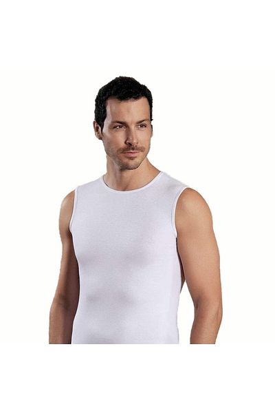 Şahinler Ανδρικό εσώρουχο με μηδενικό μανίκι Lycra Single Jersey White Me076