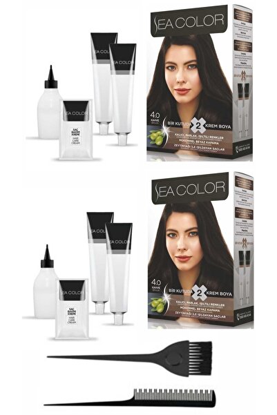 Sea Color Bir Kutuda 2 Boyama X2 Adet 4.0 Kahve+tarak-fırça