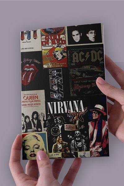 Yushi Club دفتر ملاحظات مقاس A5 Rock Collage Nirvana Ac/dc The Beatles (50 ورقة)