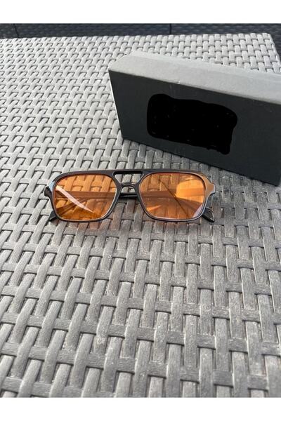 LOOKUP Şeffaf Turuncu Kare Unisex Kadın Erkek Güneş Gözlüğü