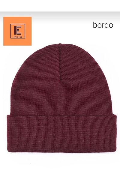 EMKA GİYİM Unisex Winter Double Layer Beret Claret Red