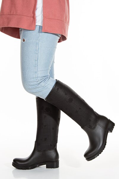 Sea&Blue حذاء المطر المقاوم للماء من Leaf Thick Calf يمكن ارتداؤه ومزجه بشكل ...