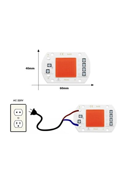 Led Uyumlu Cob 100w 220v Ac Full Spectium Bitki Büyütme Çipi 5 Adet