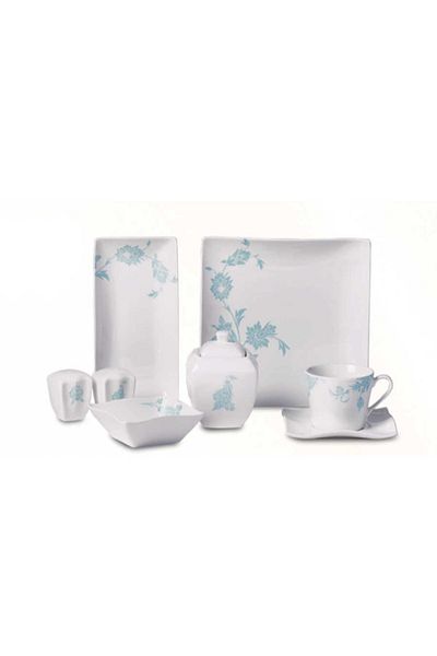 KORKMAZ New Bone 28 Piece Square Breakfast Set