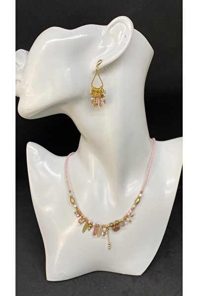 Porsuk Alternatif مجموعة أقراط قلادة من الزجاج التشيكي مصنوعة يدويًا من السير...