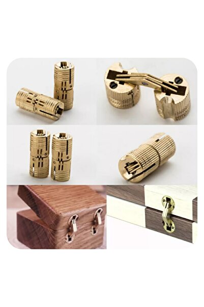 ARON (2 Adet) Silindir Gizli Menteşe Masa Menteşesi Pirinç Sarı 14mm