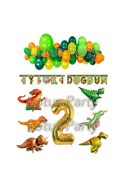 LOTUS PARTY 2 Yaş Safari Dinazorlu Doğum Günü Parti Seti ( Safari Banner - 6'...