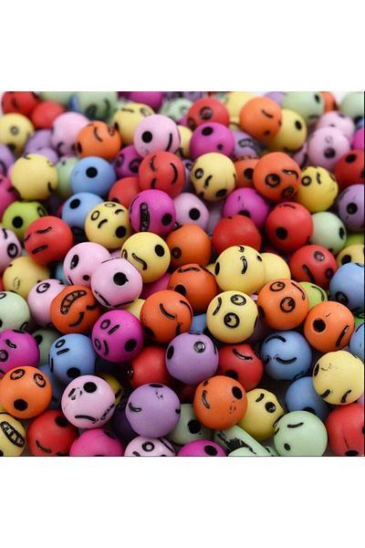 Hobimos 100Pcs Emoji Ball Beads Mixed Color Plastic Beads