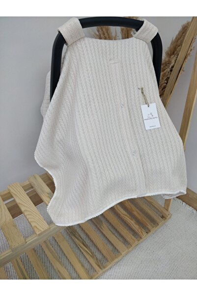 MAMARADUGA غطاء عربة أطفال مفرد محبوك بيكيه 100% قطن بيج