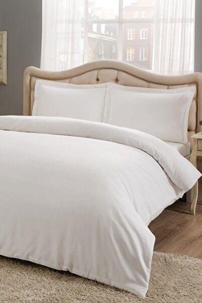 Taç مجموعة غطاء لحاف مزدوج من الساتان الأبيض الأساسي من Pauk