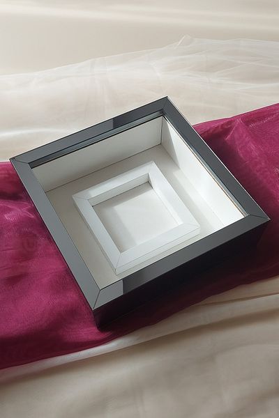 Verda Çerçeve Cadru de memorie 25x25 cm Verda fumuriu cu secțiune foto - Cadru de memorie cu adâncime de 6 cm