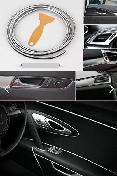 GD 24 Krom Trim Fitilli Araç Içi Ip Şerit Balık Sırtı Nikelajlı Gümüş 5 Metre