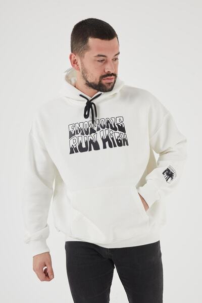 Unisex Emotions Run High Beyaz Sweatshirt