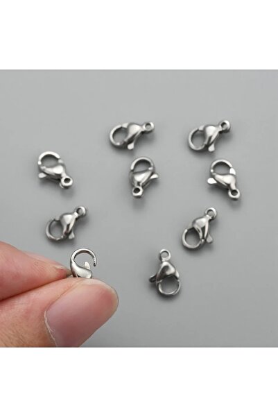 Bijumix Aksesuar 25 Adet Nikel Gümüş Renk Metal 502 Papağan Kilit (12x6mm) Armut Istakoz Klips Takı Malzemesi