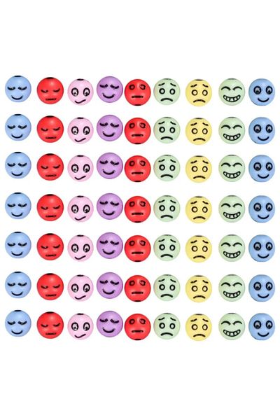 Hobimos 200Pcs Emoji Ball Beads Mixed Color Plastic Beads