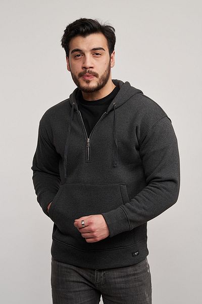 MBEY1989 Ασημί φούτερ Unisex με βαμβακερή κουκούλα με φερμουάρ
