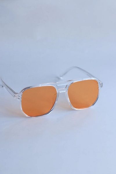 LOOKUP Unisex Matte Orange Transparent Minimal Vintage Retro Bone Sunglasses
