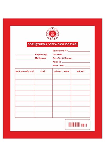 Kaya Avukat Soruşturma Ceza Dava Icra Dosyası Kırmızı 1. Kalite 100'lük Paket