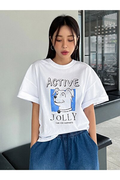 ALİKA Tricou alb Active Oversize pentru femei