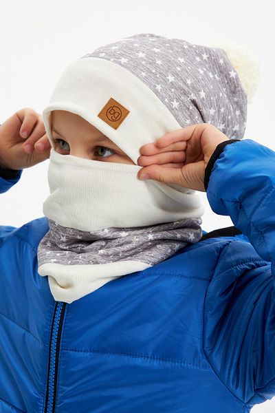 Babygiz Baby Boy Dětská bambulka Beanie s límcem ke krku Měkká dvouvrstvá 100% přírodní bavlna