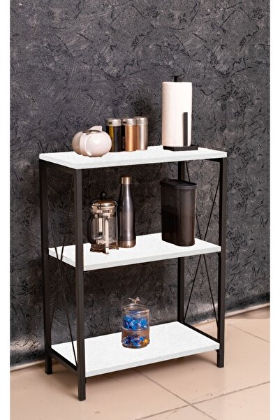 Mirayevim Erzak Malzeme Dolabı Mutfak Rafı 3 Raflı Beyaz