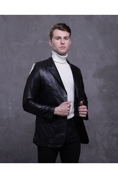 CE-YIL DERİ ÜRÜNLERİ Men's Genuine Leather Blazer Jacket