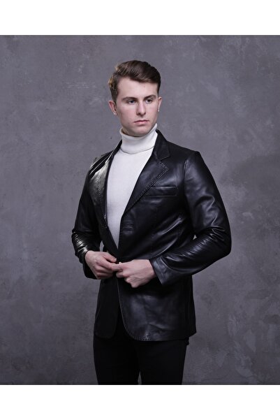 CE-YIL DERİ ÜRÜNLERİ Erkek Hakiki Deri Blazer Ceket