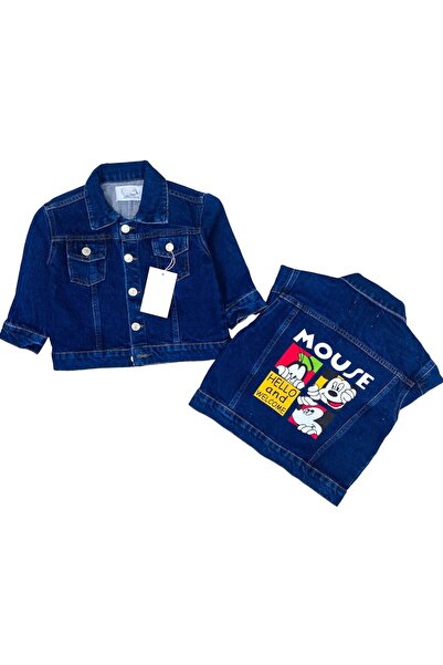 Pink Hippo Kids Unisex Mickey Mouse leđa Štampano dečija traper jakna