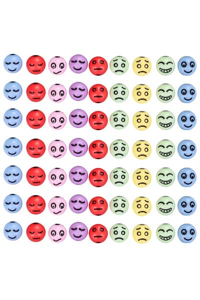 Hobimos 100Pcs Emoji Ball Beads Mixed Color Plastic Beads
