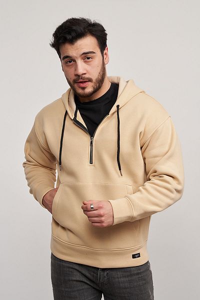 MBEY1989 Ασημί φούτερ Unisex με βαμβακερή κουκούλα με φερμουάρ