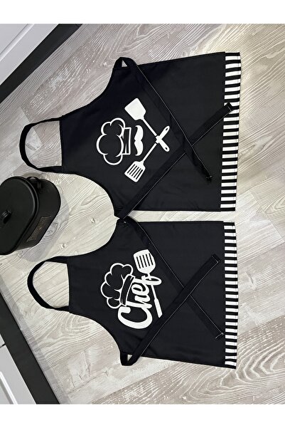 KAGİ مريلة مطبخ سوداء مزدوجة الشيف