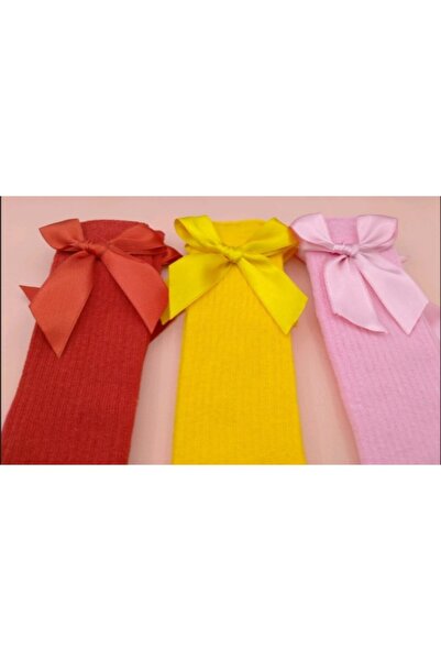 PARİS ÇORAP Socks With Accessories Bow Below Knee Baby Kids 8 Pcs Colorful
