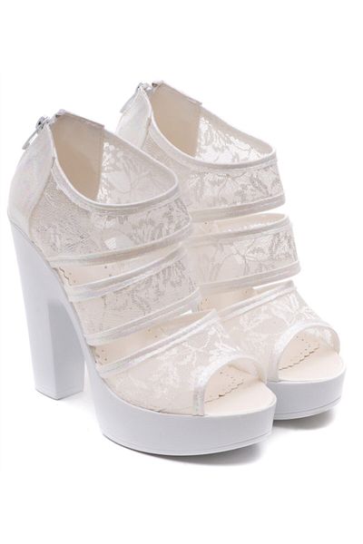 Ayakkabı Tutkusu Stilo ® Pantofi de mireasa cu talpa alba eleganti si simpli 14cm