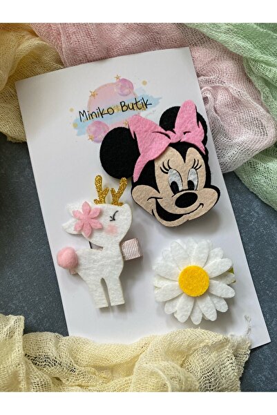 Miniko Butik ميني ماوس - مجموعة إبزيم ديزي غزال مكونة من 3 قطع