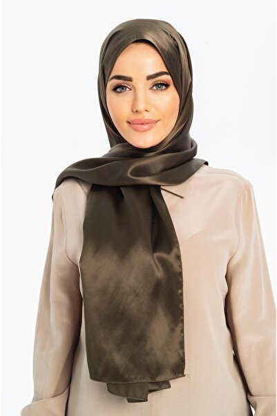 LAVİNİST شال نسائي من الساتان الحريري الكاكي