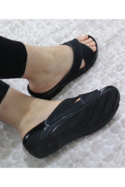 Ceyo Kadın Siyah Venedik/9 Ortopedik Terlik