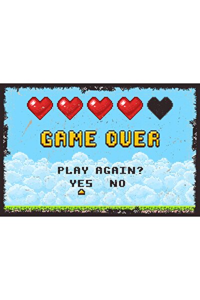 hediyeniburadabul Ρετρό ξύλινη αφίσα με σχέδιο Gameover