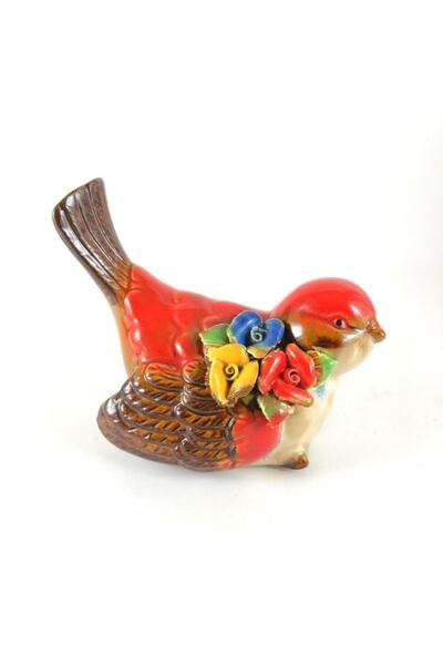 ArtemisSeramik Çiçekli Serçe Kırmızı